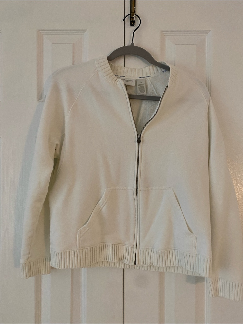 Liz Claiborne White Zip-Front Bomber Jacket
